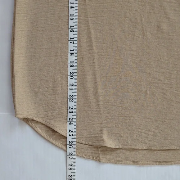 Michael Michael Kors Chain Accent Collared V-Neck Long Sleeve Blouse LARGE Tan - Picture 16 of 16